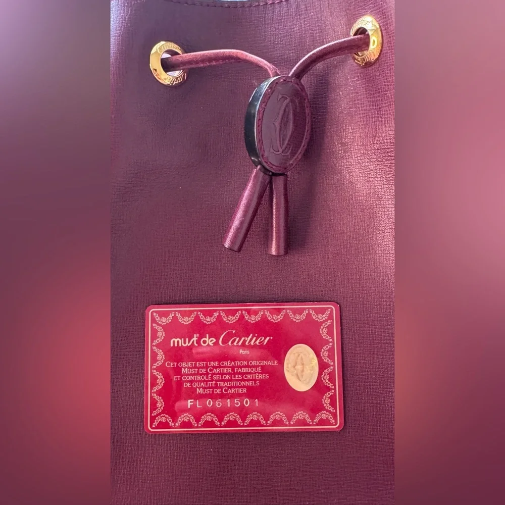 Cartier Vintage Calfskin Bucket bag with card and COA - Picture 10 of 17